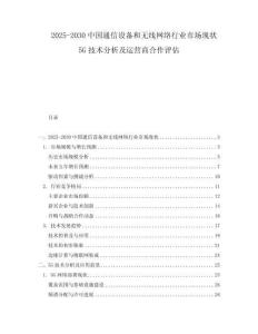 2025-2030中國通信設(shè)備和無線網(wǎng)絡(luò)行業(yè)市場現(xiàn)狀5G技術(shù)分析及運營商合作評估