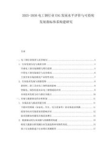 2025-2030電工鋼行業(yè)ESG發(fā)展水平評價與可持續(xù)發(fā)展指標(biāo)體系構(gòu)建研究