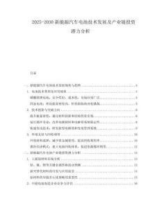 2025-2030新能源汽車電池技術(shù)發(fā)展及產(chǎn)業(yè)鏈投資潛力分析