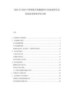 2025至2030中國智能手機觸摸屏行業深度研究及發展前景投資評估分析