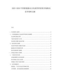 2025-2030中國新能源動力電池管理系統市場格局競爭策略文獻