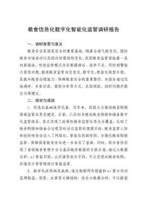 糧食信息化數(shù)字化智能化監(jiān)管調(diào)研報告