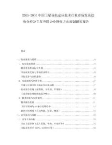 2025-2030中國衛(wèi)星導(dǎo)航定位技術(shù)行業(yè)市場發(fā)展趨勢分析及衛(wèi)星應(yīng)用企業(yè)投資方向規(guī)劃研究報告