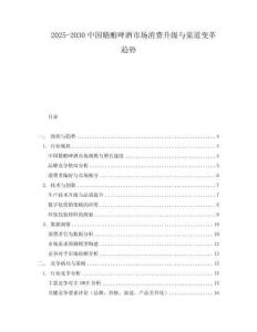 2025-2030中國(guó)精釀啤酒市場(chǎng)消費(fèi)升級(jí)與渠道變革趨勢(shì)