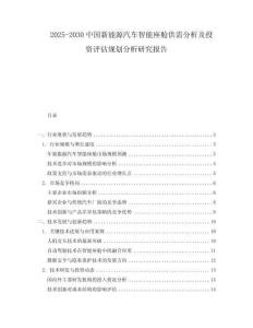 2025-2030中國新能源汽車智能座艙供需分析及投資評估規劃分析研究報告