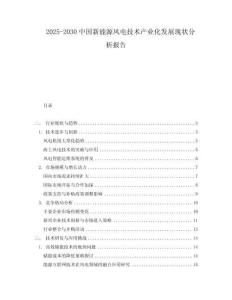 2025-2030中國新能源風電技術產業化發展現狀分析報告
