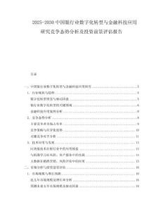 2025-2030中國銀行業數字化轉型與金融科技應用研究競爭態勢分析及投資前景評估報告