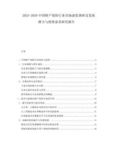2025-2030中國(guó)財(cái)產(chǎn)保險(xiǎn)行業(yè)市場(chǎng)深度調(diào)研及發(fā)展?jié)摿εc投資前景研究報(bào)告