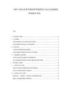 2025-2030硅基負極材料性能優化與動力電池能量密度提升評估