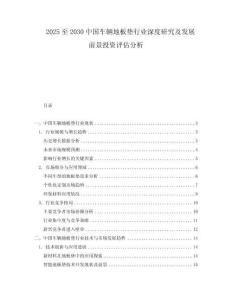 2025至2030中國車輛地板墊行業深度研究及發展前景投資評估分析