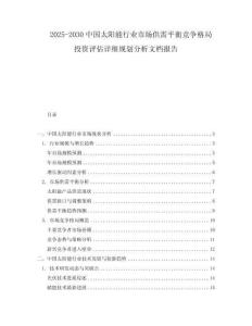 2025-2030中國(guó)太陽能行業(yè)市場(chǎng)供需平衡競(jìng)爭(zhēng)格局投資評(píng)估詳細(xì)規(guī)劃分析文檔報(bào)告