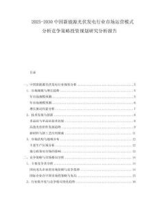 2025-2030中國新能源光伏發電行業市場運營模式分析競爭策略投資規劃研究分析報告