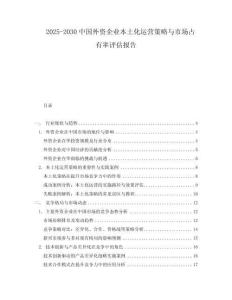 2025-2030中國(guó)外資企業(yè)本土化運(yùn)營(yíng)策略與市場(chǎng)占有率評(píng)估報(bào)告