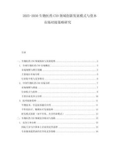 2025-2030生物醫(yī)藥CXO領域創(chuàng)新發(fā)展模式與資本市場對接策略研究