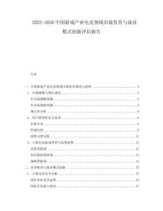 2025-2030中國游戲產(chǎn)業(yè)電競(jìng)領(lǐng)域市場(chǎng)發(fā)育與商業(yè)模式創(chuàng)新評(píng)估報(bào)告