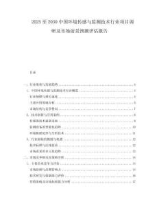 2025至2030中國環(huán)境傳感與監(jiān)測(cè)技術(shù)行業(yè)項(xiàng)目調(diào)研及市場(chǎng)前景預(yù)測(cè)評(píng)估報(bào)告