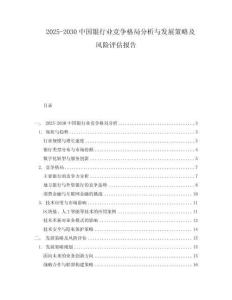 2025-2030中國銀行業競爭格局分析與發展策略及風險評估報告