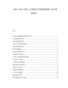 2025-2030全球云計算服務市場規模預測與競爭策略探討