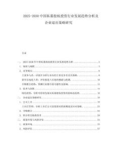 2025-2030中國私募股權投資行業發展趨勢分析及企業退出策略研究
