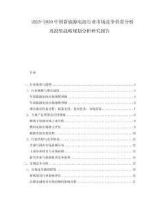 2025-2030中國新能源電池行業市場競爭供需分析及投資戰略規劃分析研究報告