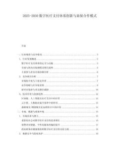 2025-2030數字醫療支付體系創新與商保合作模式