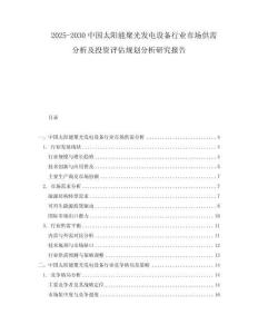 2025-2030中國太陽能聚光發電設備行業市場供需分析及投資評估規劃分析研究報告