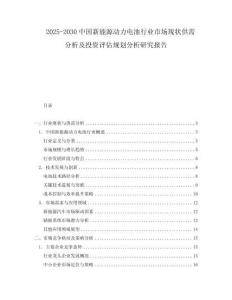 2025-2030中國新能源動力電池行業市場現狀供需分析及投資評估規劃分析研究報告