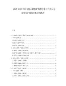 2025-2030中國文物古籍保護(hù)修復(fù)行業(yè)工作現(xiàn)狀及投資保護(hù)規(guī)劃分析研究報(bào)告