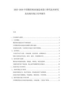 2025-2030中國數(shù)控機床制造業(yè)進口替代技術研究及高端市場占有率報告