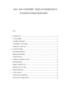 2025-2030中國營銷推廣策劃行業(yè)市場現(xiàn)狀供需分析及投資評估規(guī)劃分析研究報告