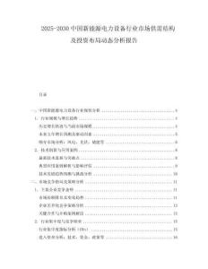 2025-2030中國新能源電力設備行業市場供需結構及投資布局動態分析報告