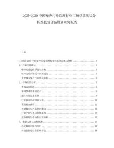 2025-2030中國噪聲污染治理行業(yè)市場供需現(xiàn)狀分析及投資評估規(guī)劃研究報告