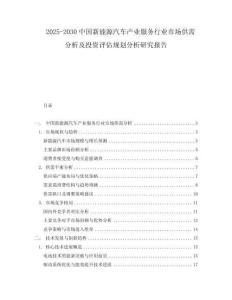 2025-2030中國新能源汽車產(chǎn)業(yè)服務(wù)行業(yè)市場供需分析及投資評估規(guī)劃分析研究報告