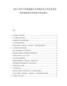 2025-2030中國新能源汽車續航技術行業發展前景需求調研投資分析指導資料報告