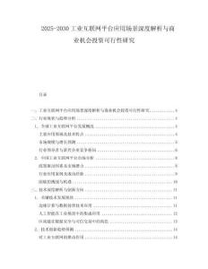 2025-2030工業互聯網平臺應用場景深度解析與商業機會投資可行性研究