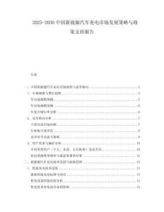 2025-2030中國新能源汽車充電市場發展策略與政策支持報告