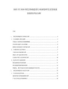 2025至2030綠色基礎建設行業深度研究及發展前景投資評估分析