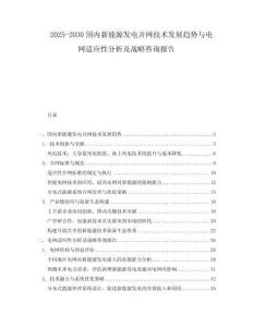2025-2030國內新能源發電并網技術發展趨勢與電網適應性分析及戰略咨詢報告