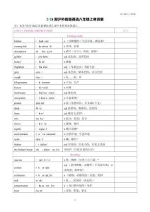 2024新滬外教版英語(yǔ)八年級(jí)上單詞表