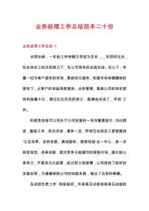 業(yè)務(wù)經(jīng)理工作總結(jié)范本二十份