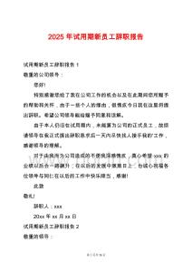 2025年試用期新員工辭職報(bào)告