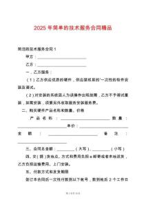 2025年簡單的技術服務合同精品
