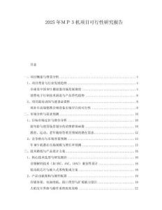 2025年ＭＰ３機項目可行性研究報告