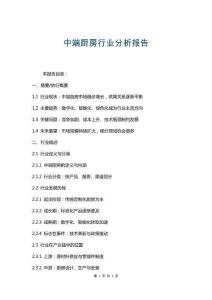 中端廚房行業(yè)分析報告