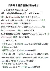 【四年級上冊英語】重點語法歸納