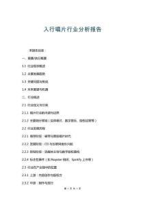 入行唱片行業(yè)分析報告