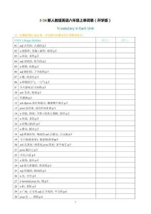 2024新人教版英語八年級上單詞漢譯英默寫表（開學版）