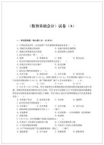 數(shù)智基礎(chǔ)會(huì)計(jì) 試卷