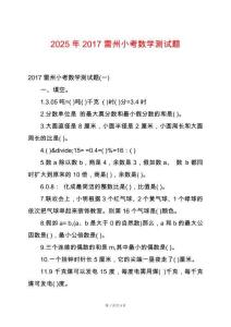 2025年2017雷州小考數(shù)學測試題