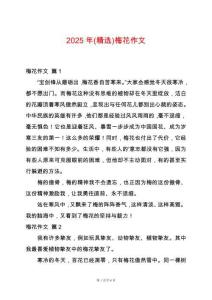 2025年(精選)梅花作文